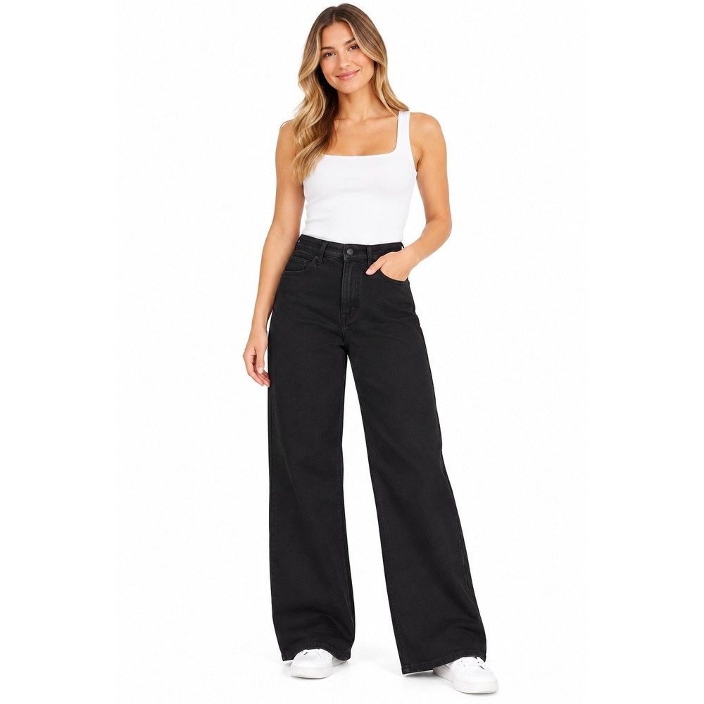 New Old Navy High Rise Wow Wide Leg Black Jeans Womens Size 8